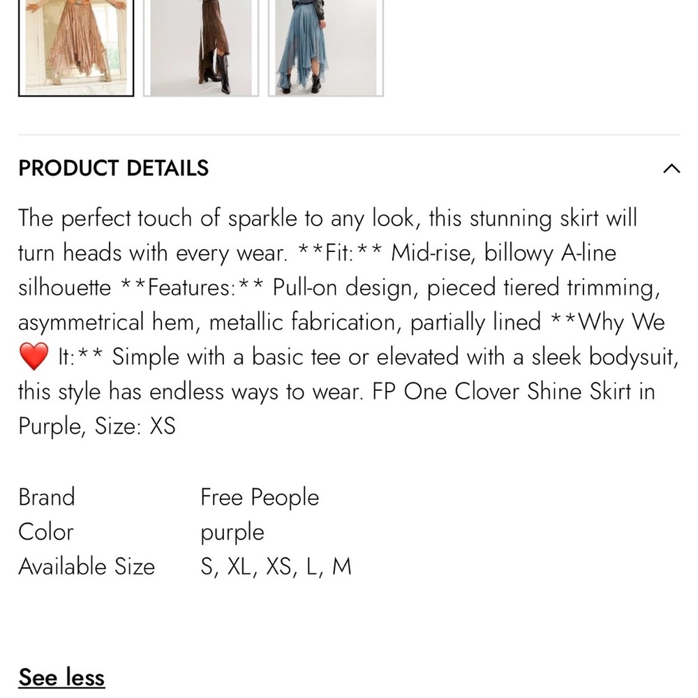 Free People Clover Shine Metallic Skirt - Picture 4 of 6